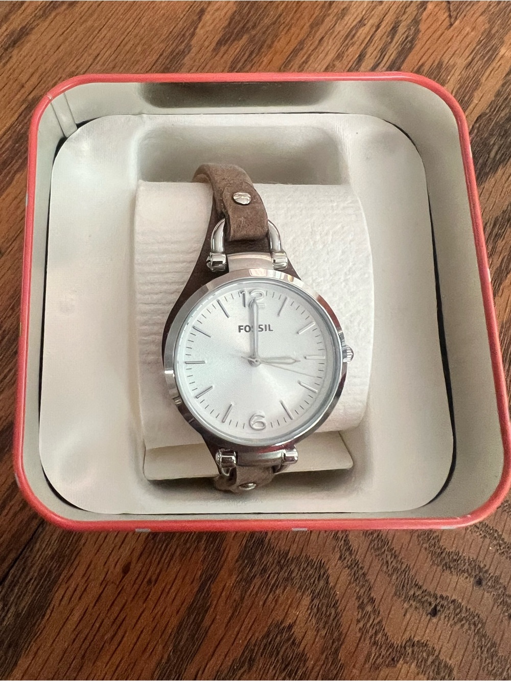 Fossil Georgia ES3060 Women Brown Leather Analog Dial Quartz Watch